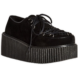 Schwarz Kunstleder CREEPER-216 Plateau Creepers Schuhe Damen