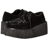 Schwarz Kunstleder CREEPER-216 Plateau Creepers Schuhe Damen