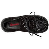 Schwarz Kunstleder CREEPER-216 Plateau Creepers Schuhe Damen