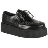 Schwarz Kunstleder V-CREEPER-502 Plateau Creepers Schuhe Herren