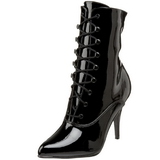 Schwarz Lack 10,5 cm VANITY-1020 Flache Damen Stiefeletten