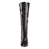 Schwarz Lack 10,5 cm VANITY-2020 Damen Schnürstiefel High Heels