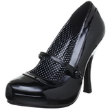 Schwarz Lack 12 cm retro vintage CUTIEPIE-02 mary jane pumps mit verstecktem plateau