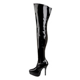 Schwarz Lack 13,5 cm INDULGE-3000 Overknee Stiefel für Männer