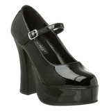 Schwarz Lack 13 cm DOLLY-50 Mary Jane Plateau Pumps