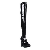 Schwarz Lack 13 cm ELECTRA-3000Z Overknee Stiefel für Männer