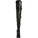 Schwarz Lack 13 cm ELECTRA-3028 Overknee Stiefel für Männer