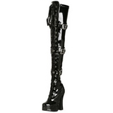 Schwarz Lack 13 cm ELECTRA-3028 Overknee Stiefel für Männer