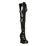 Schwarz Lack 13 cm ELECTRA-3028 Overknees Damenstiefel