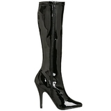 Schwarz Lack 13 cm SEDUCE-2000 High Heels Damenstiefel für Männer