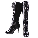 Schwarz Lack 13 cm SEDUCE-2020 Damen Schnürstiefel High Heels