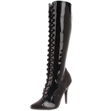 Schwarz Lack 13 cm SEDUCE-2020 Damen Schnürstiefel High Heels