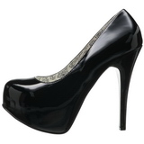 Schwarz Lack 14,5 cm Burlesque BORDELLO TEEZE-06 Plateau Pumps