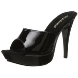 Schwarz Lack 14 cm COCKTAIL-501 Plateau High Mules