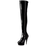 Schwarz Lack 15,5 cm DELIGHT-3000 Overknees Damenstiefel