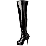 Schwarz Lack 15,5 cm DELIGHT-3000 Overknees Damenstiefel