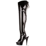 Schwarz Lack 15,5 cm DELIGHT-3017 Plateau Overknee Stiefel