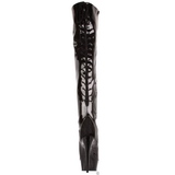 Schwarz Lack 15,5 cm DELIGHT-3017 Plateau Overknee Stiefel