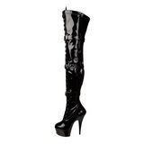 Schwarz Lack 15,5 cm DELIGHT-3028 Overknees Damenstiefel