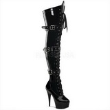 Schwarz Lack 15,5 cm DELIGHT-3028 Overknees Damenstiefel