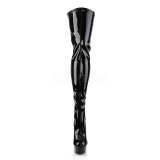 Schwarz Lack 15,5 cm DELIGHT-3063 Plateau Overknee Stiefel
