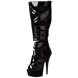 Schwarz Lack 15 cm DELIGHT-600-49 Gladiator Damenstiefel mit hohem Absatz