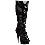 Schwarz Lack 15 cm DELIGHT-600-49 Gladiator Damenstiefel mit hohem Absatz