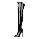 Schwarz Lack 15 cm DOMINA-3000 Overknee Stiefel für Männer