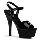 Schwarz Lack 15 cm KISS-209 Plateau High Heel Schuhe