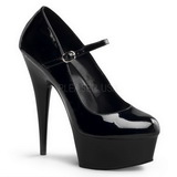 Schwarz Lack 15 cm PLEASER DELIGHT-687 Plateau Pumps