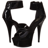 Schwarz Lack 15 cm Pleaser DELIGHT-670-3 Plateau High Heels