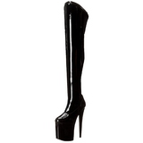 Schwarz Lack 20 cm PLEASER FLAMINGO-3000 Plateau Überkniestiefel