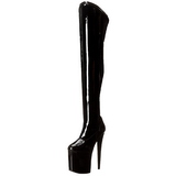 Schwarz Lack 20 cm PLEASER FLAMINGO-3000 Plateau Überkniestiefel