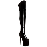 Schwarz Lack 20 cm PLEASER FLAMINGO-3000 Plateau Überkniestiefel