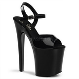 Schwarz Lack 20 cm Pleaser XTREME-809 Plateau High Heels