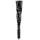 Schwarz Lack 23 cm PLEASER INFINITY-4000 Plateau Überkniestiefel