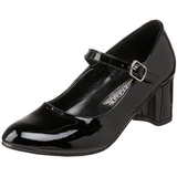 Schwarz Lack 5 cm SCHOOLGIRL-50 Klassische Pumps Schuhe Damen