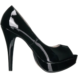 Schwarz Lackleder 13,5 cm CHLOE-01 grosse grössen pumps schuhe