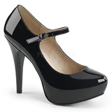 Schwarz Lackleder 13,5 cm CHLOE-02 grosse grössen pumps schuhe