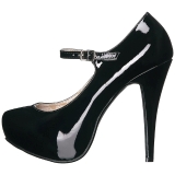 Schwarz Lackleder 13,5 cm CHLOE-02 grosse grössen pumps schuhe