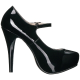 Schwarz Lackleder 13,5 cm CHLOE-02 grosse grössen pumps schuhe