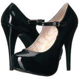 Schwarz Lackleder 13,5 cm CHLOE-02 grosse grössen pumps schuhe