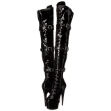 Schwarz Lackleder 18 cm ADORE-3028 Overknee stiefel mit plateau