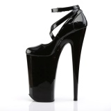 Schwarz Lackleder 25,5 cm BEYOND-087 extreme high heels - extreme plateau pumps