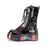 Schwarz Lackleder 5 cm EMILY-350 Demonia stiefeletten mit plateau