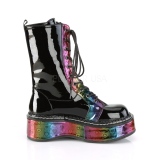 Schwarz Lackleder 5 cm EMILY-350 Demonia stiefeletten mit plateau