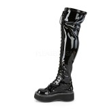 Schwarz Lackleder 5 cm EMILY-375 overknee stiefel mit schnürung