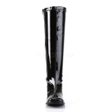 Schwarz Lackleder 7,5 cm GOGO-300WC breite waden damenstiefel mit weitschaft