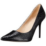 Schwarz Leder 10 cm CLASSIQUE-20SP Damen Pumps Stiletto Absatz