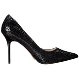 Schwarz Leder 10 cm CLASSIQUE-20SP Damen Pumps Stiletto Absatz